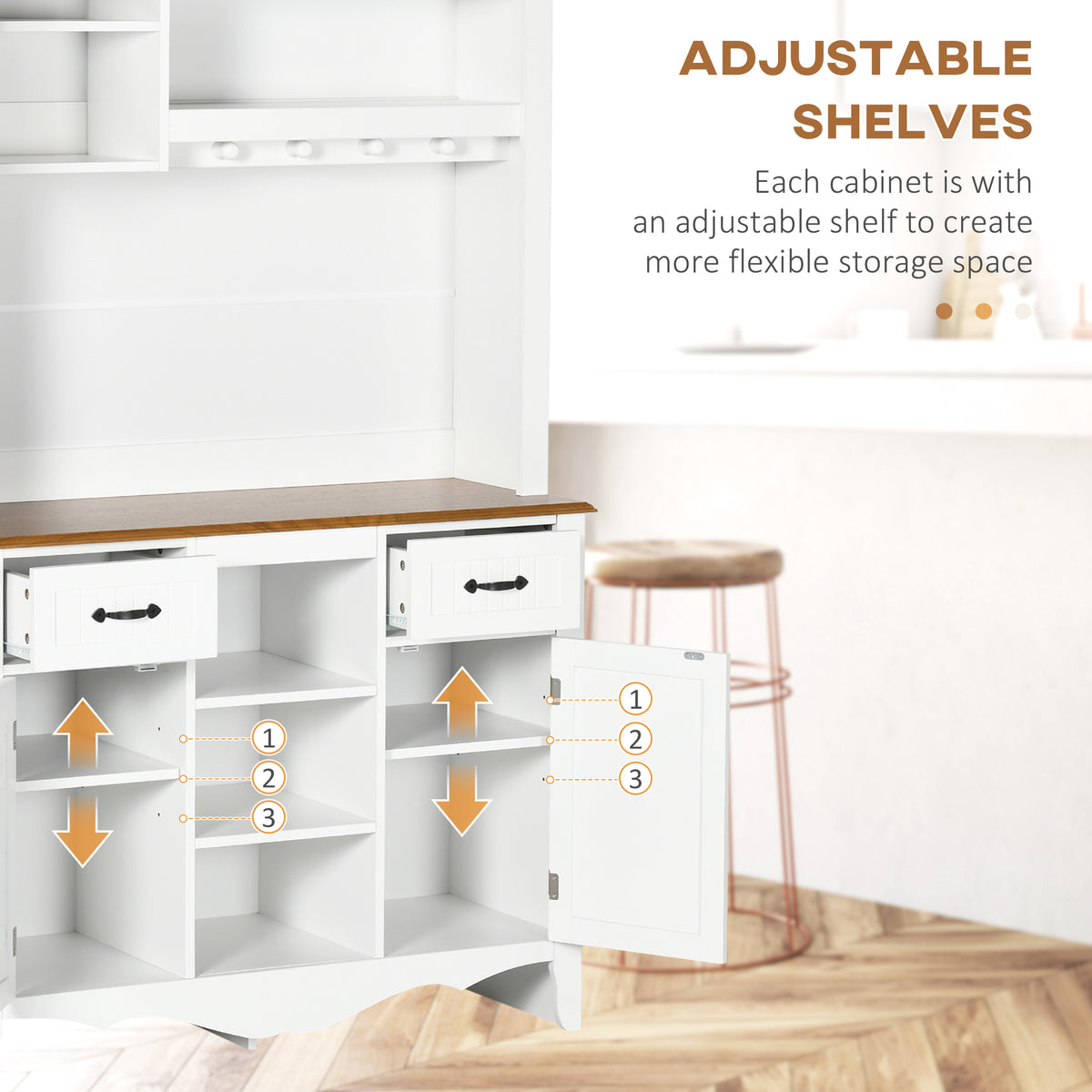 Kitchen Buffet with Hutch – 42"W x 71"H