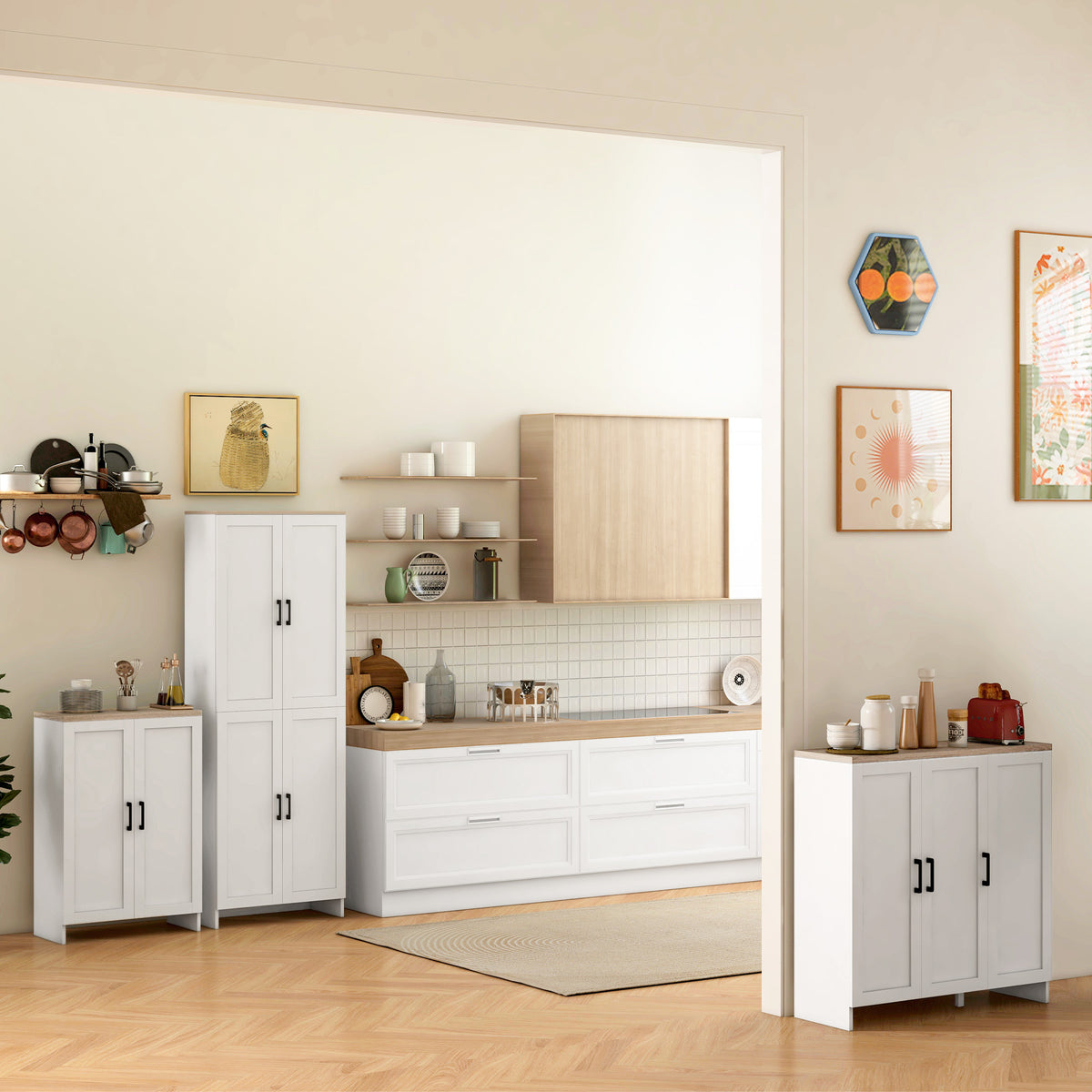 35" Modern Sideboard Cabinet with 3 Doors