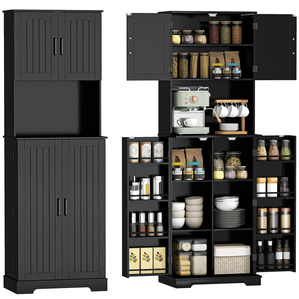 Farmhouse Kitchen Storage Cabinet with Adjustable Shelves – 24"W x 71"H