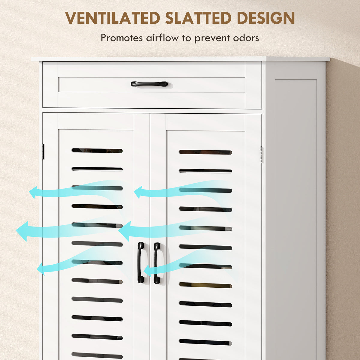 Shoe Cabinet with Louvered Doors – 31"W x 46"H