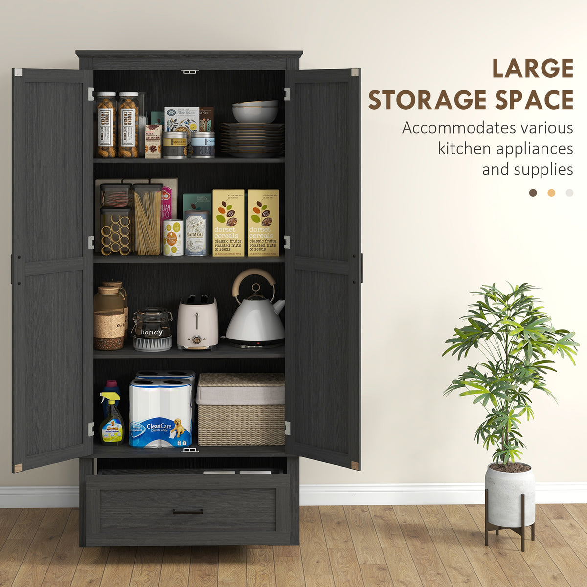 Tall Farmhouse Kitchen Pantry Cabinet with 2 Doors – 32"W x 69"H