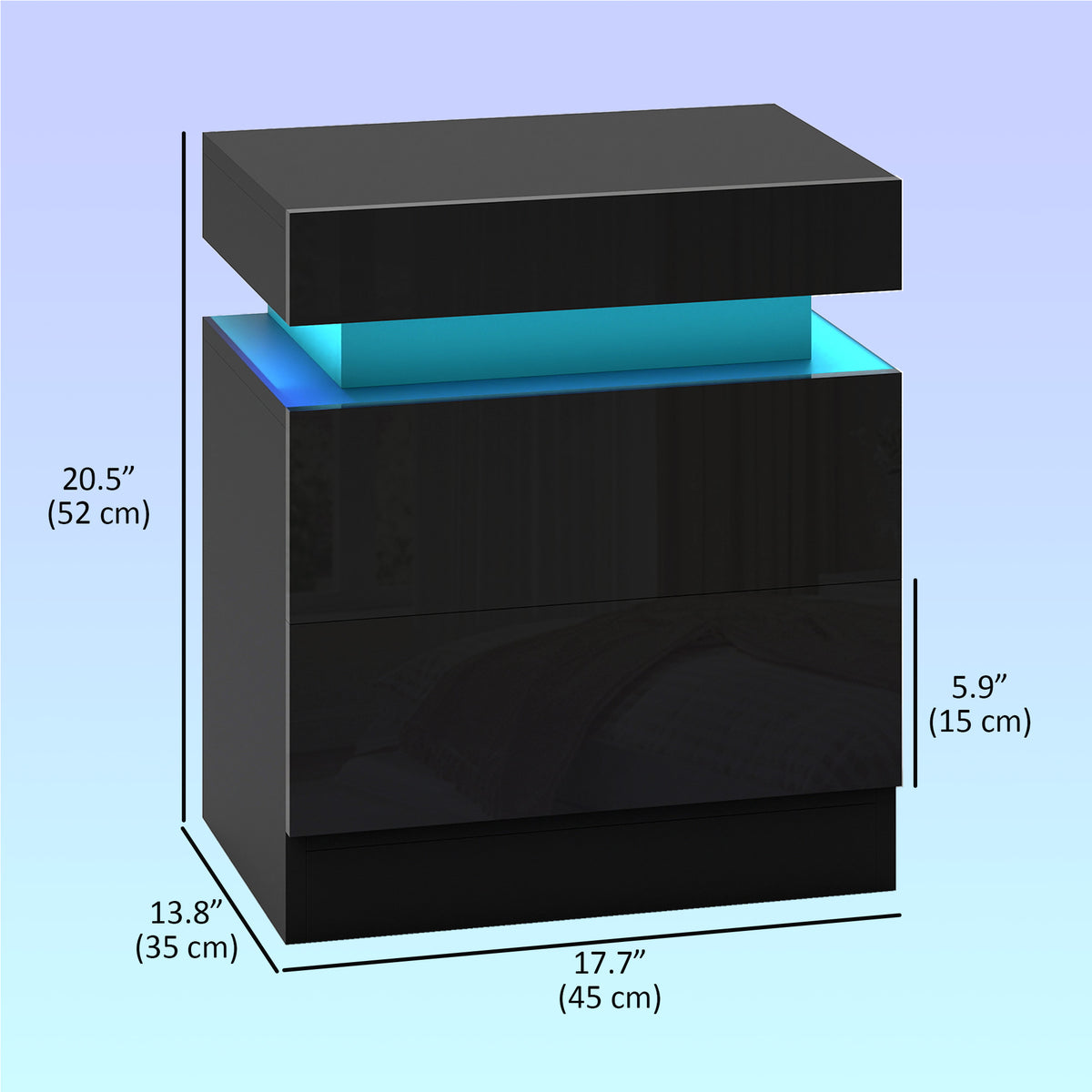LED Nightstands with 2 Drawers, Set of 2 – 18"W x 21"H