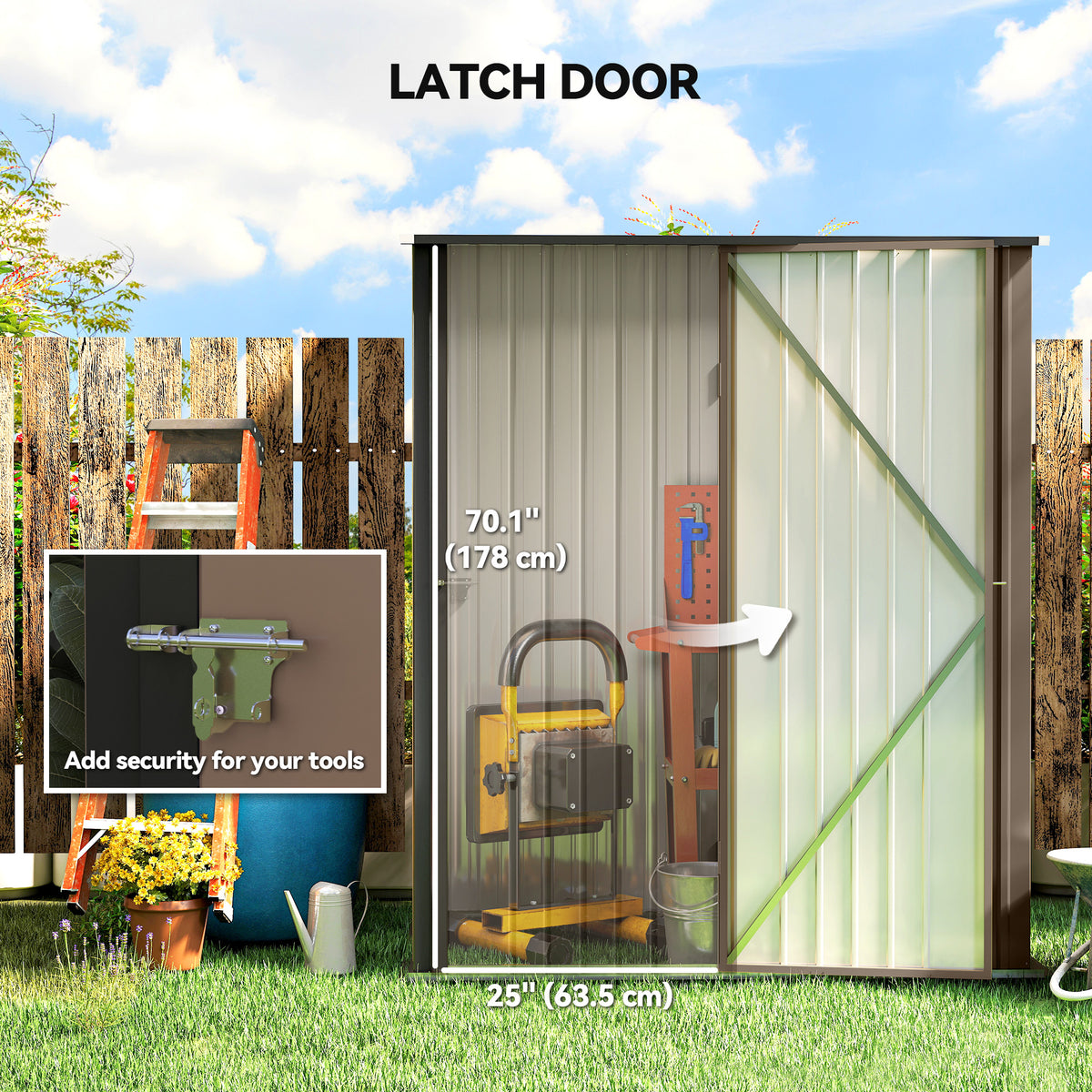 5' x 3' Outdoor Storage Shed, Steel Garden Shed with Single Lockable Door, Tool Storage Shed for Backyard – Brown