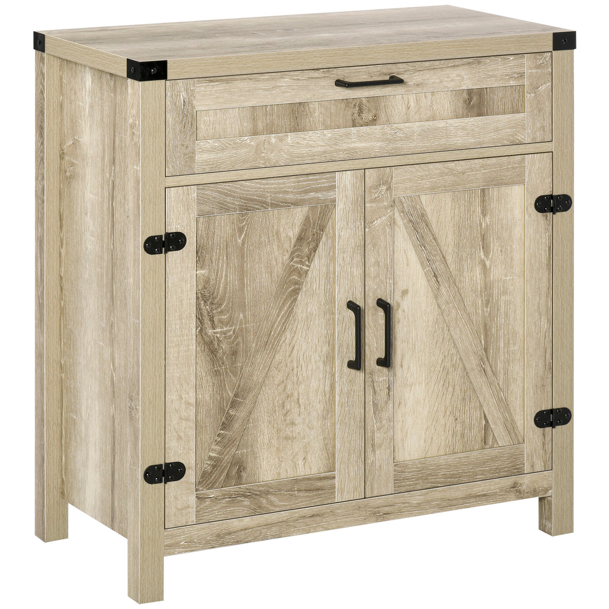 Sideboard Buffet Cabinet with 2 Rustic Barn Doors and Drawer – 30"W x 33"H