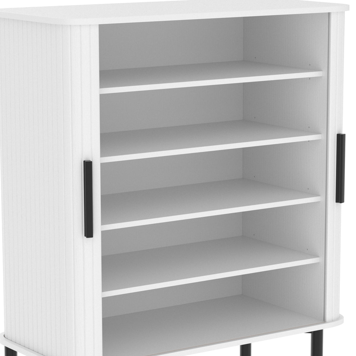 Shoe Cabinet with Tambour Door and Side Cubbies – 31"W x 37"H