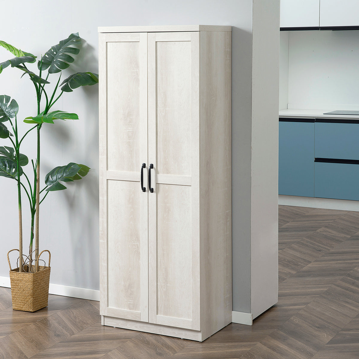 5-tier Pantry Cabinet with Doors and Adjustable Shelves – 24"W x 63"H