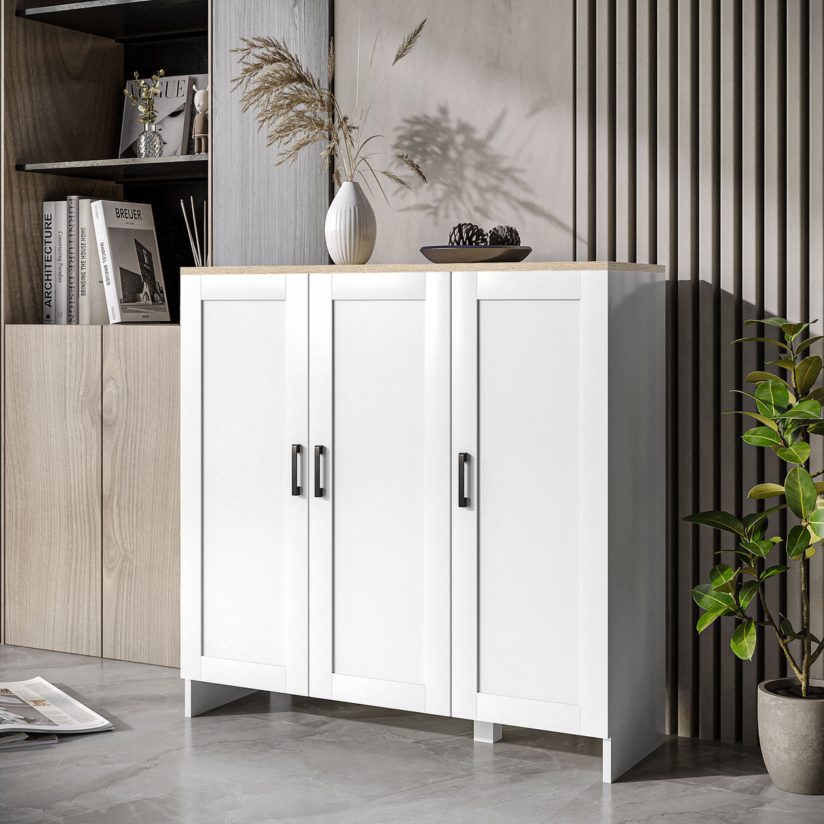 35" Modern Sideboard Cabinet with 3 Doors