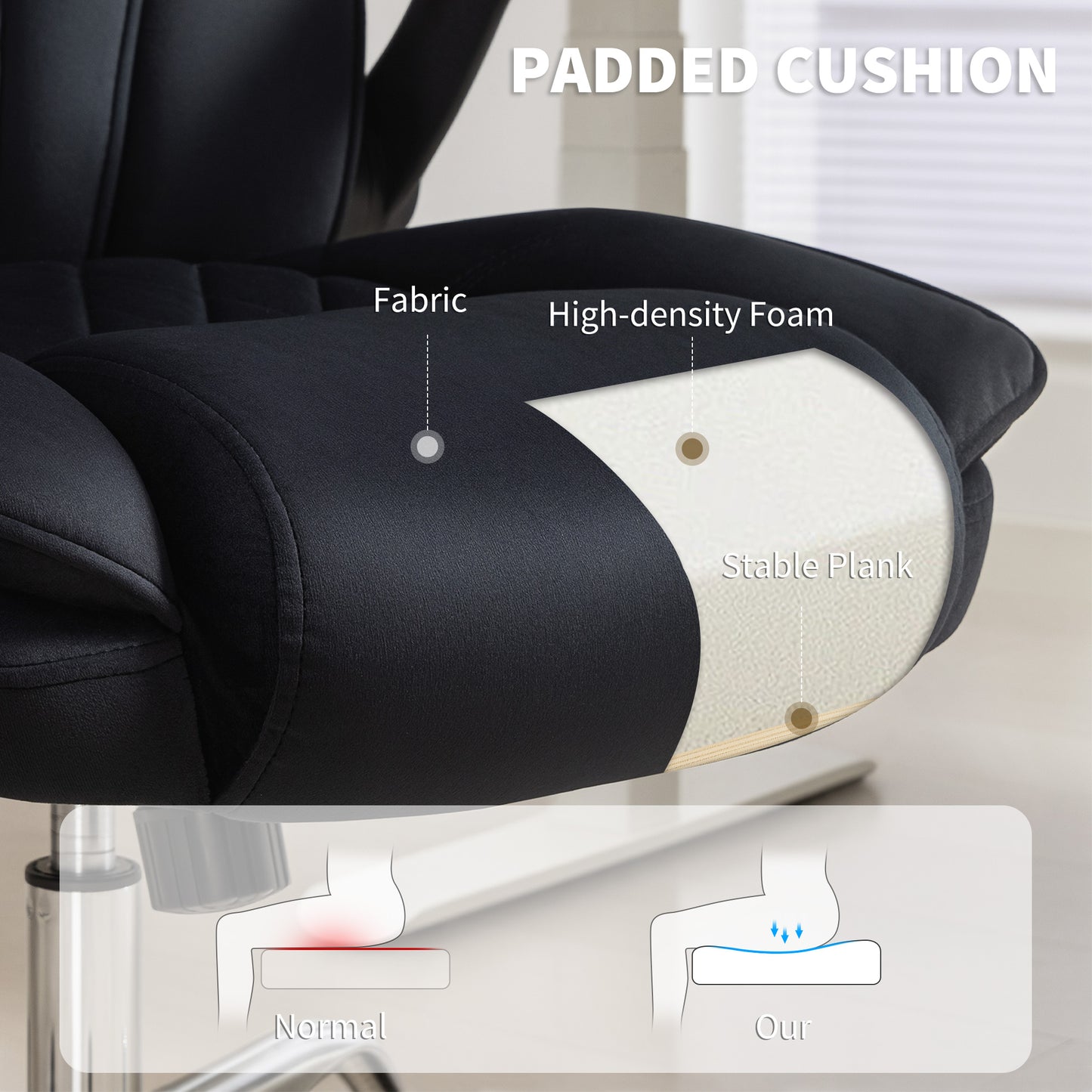 HOMCOM Ergonomic Executive Office Desk Chair: Velvet Diamond Fabric, Flip-Up Arms