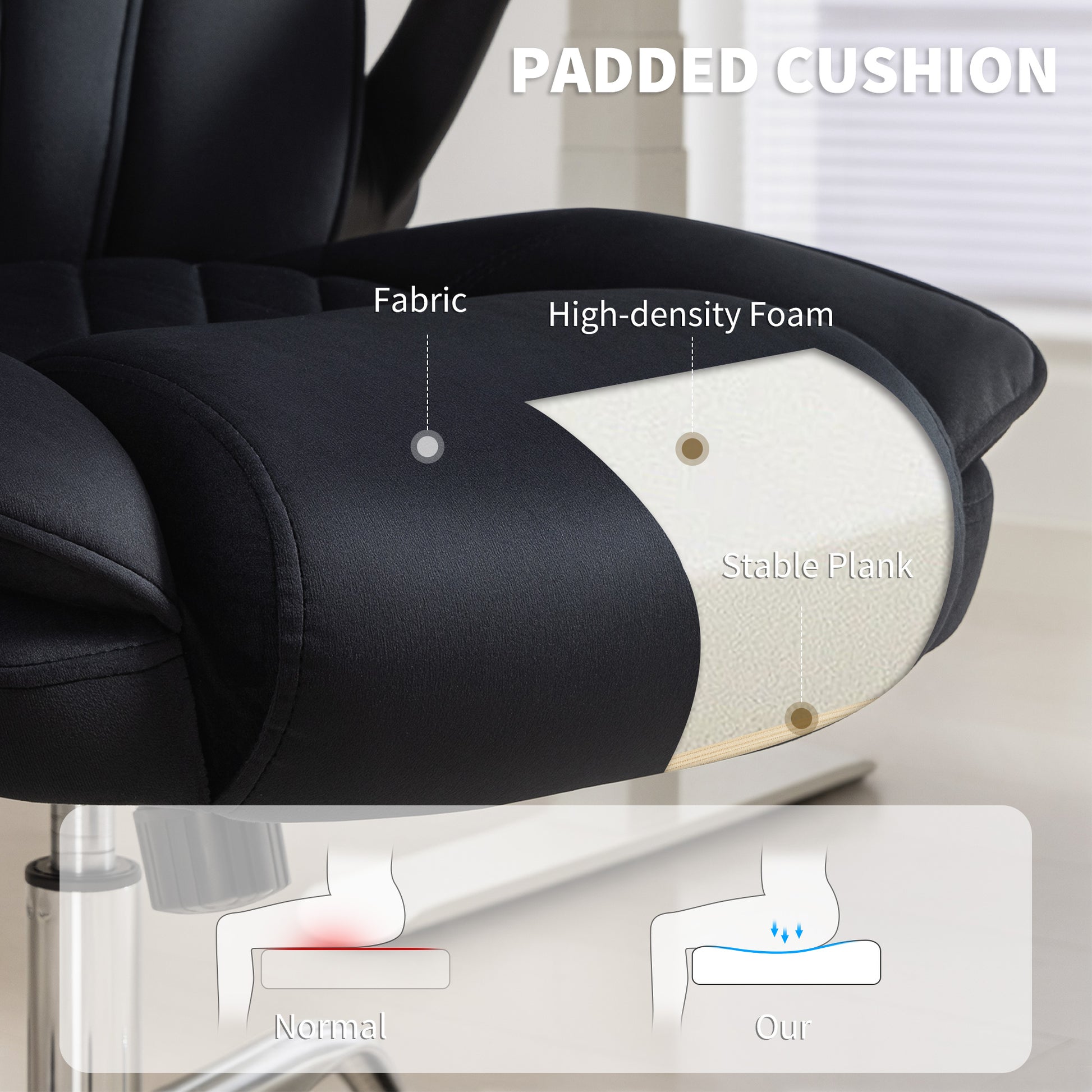 HOMCOM Ergonomic Executive Office Desk Chair: Velvet Diamond Fabric, Flip-Up Arms