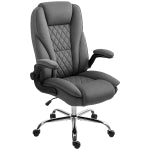 HOMCOM Ergonomic Executive Office Desk Chair: Velvet Diamond Fabric, Flip-Up Arms