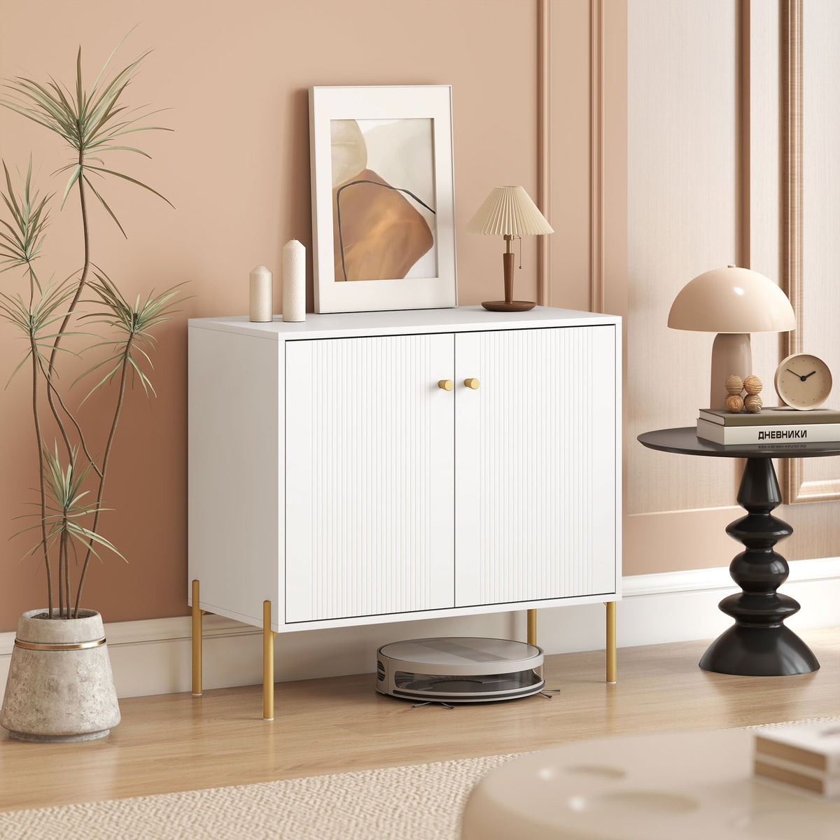 Sideboard with Fluted Doors and Adjustable Shelf – 31"W x 30"H