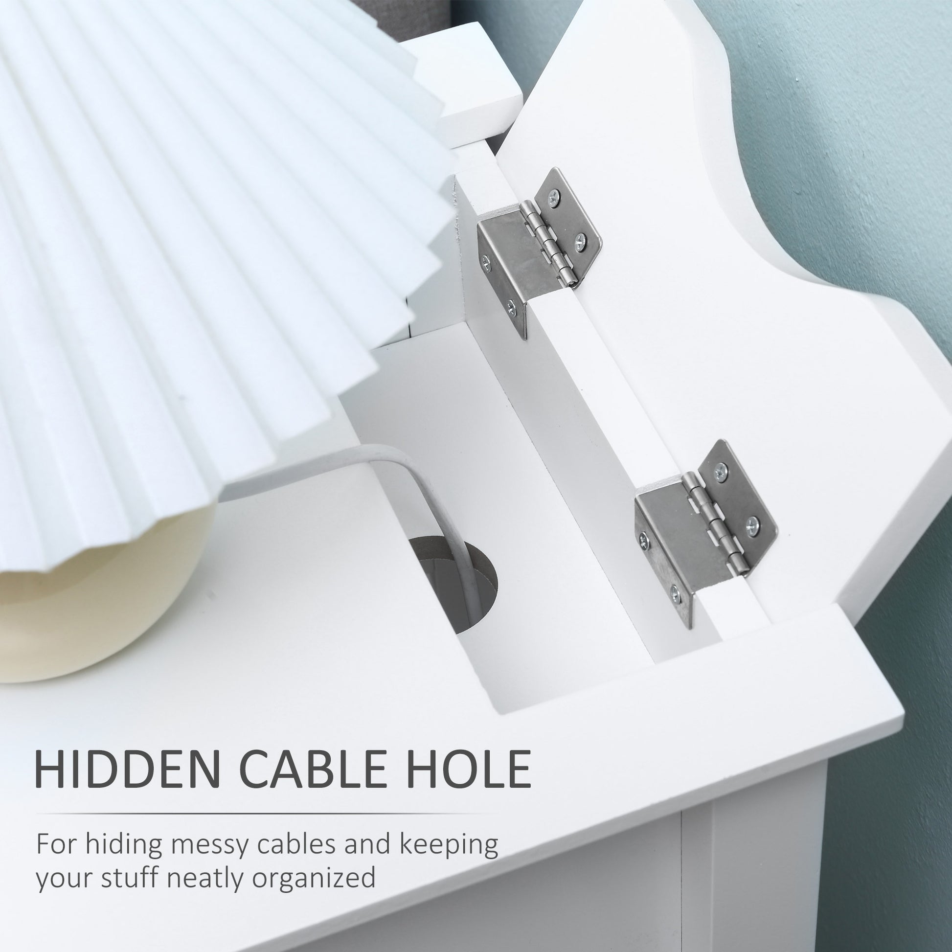 HOMCOM Flip Top End Side Table with Storage, Cable Management, Narrow Nightstand