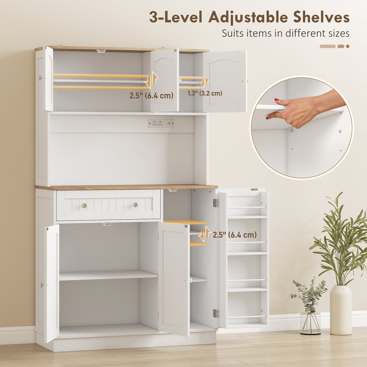 Pantry Cabinet with Charging Station – 39"W x 68"H