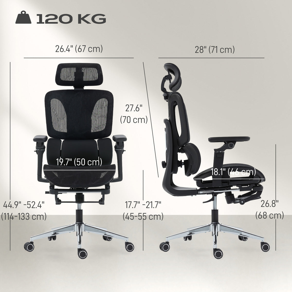 Ergonomic Office Chair, Mesh Computer Chair with High Back, Lumbar Support, Black
