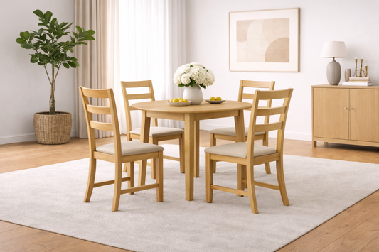 Mango Wood 5-Piece Dining Set – Natural
