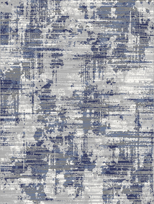 Distressed Jute Area Rug – Cream/Grey/Blue