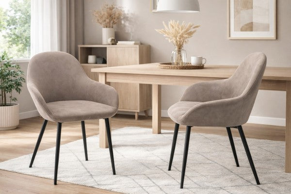 Dining Chair Set of 2 Vintage Beige