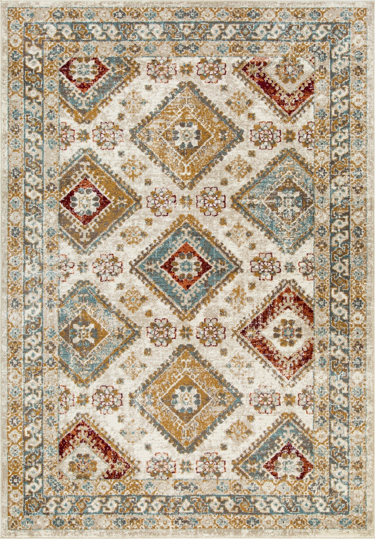 Distressed Jute Area Rug – Cream/Grey/Taupe