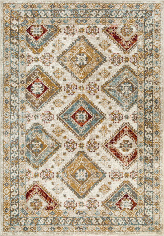 Distressed Jute Area Rug – Cream/Grey/Taupe