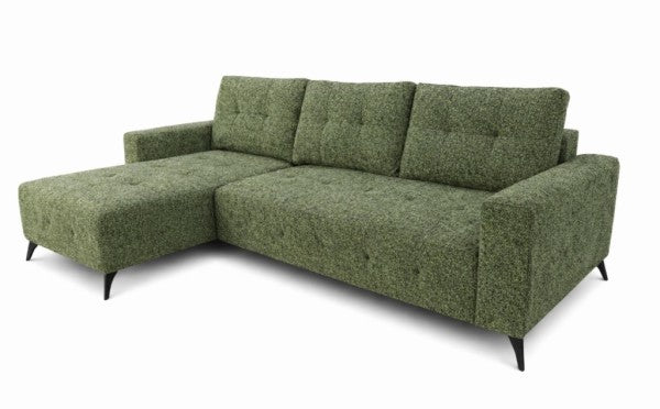 LHF Sectional Sleeper Green Convertible Pull‑Out