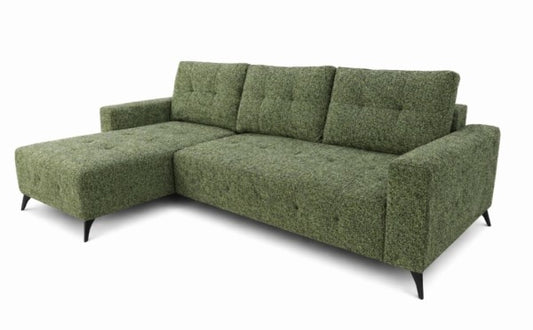 LHF Sectional Sleeper Green Convertible Pull‑Out