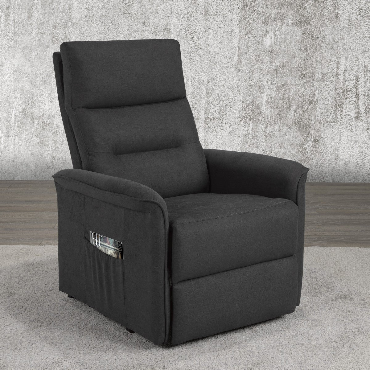 Brassex Power Lift Recliner Chair, Dark Grey Fabric, Ergonomic Comfort
