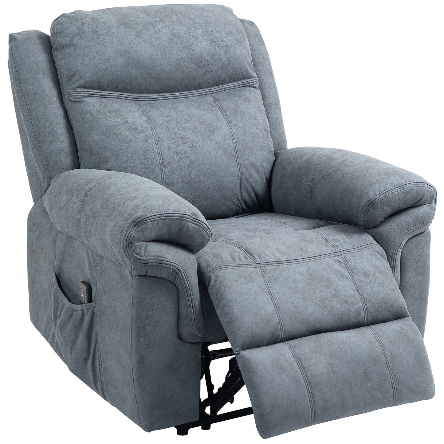 HOMCOM Manual Recliner Massage Chair, Microfibre Fabric, Side Pockets, Blue-Grey
