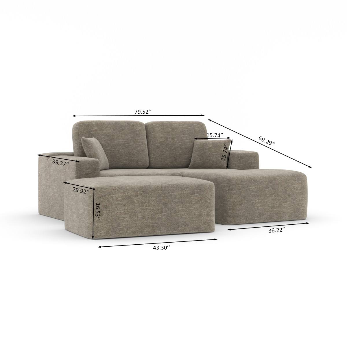 Sectional with Ottoman – Taupe