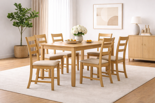 Mango Wood 7-Piece Dining Set – Natural