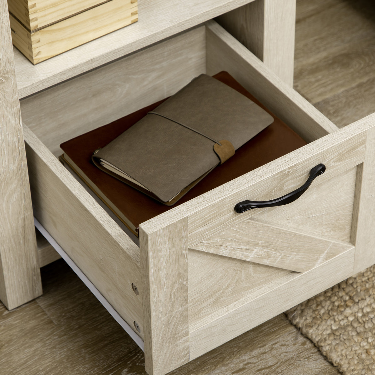 Farmhouse Nightstand with Drawer and Barn-Style Panel – 18"W x 24"H