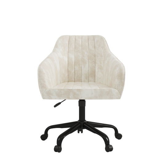 Belisse Ergonomic Beige Fabric Upholstered Swivel Office Chair with Adjustable Height