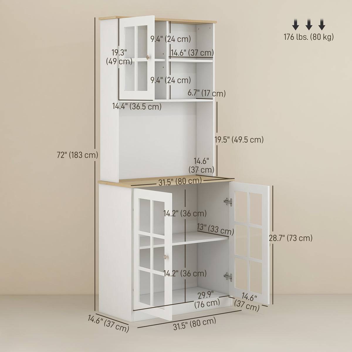 Kitchen Buffet with Hutch – 32"W x 72"H