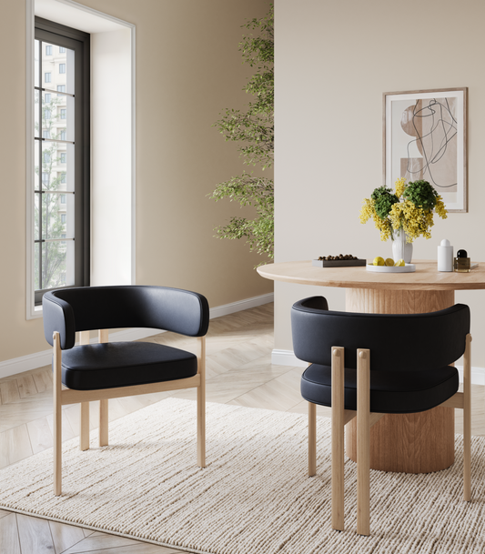 Curved Dining Chair, Set of 2 – Black/Oak
