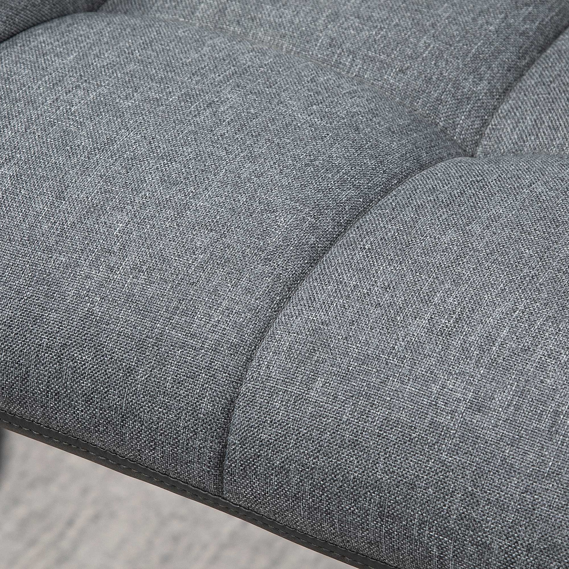 HOMCOM Modern Adjustable Swivel Bar Stools Set, Tufted Fabric, Armrests, Footrest, Grey