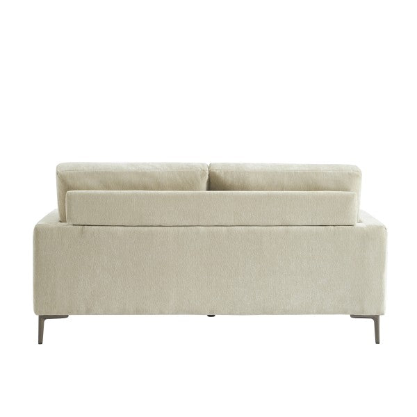 Brassex Beige Three‑Seater Sofa Solid Eucalyptus Frame