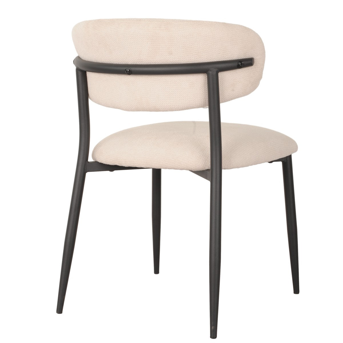 Modern Gianna Beige Fabric Dining Chairs Set of 2 with Metal Legs