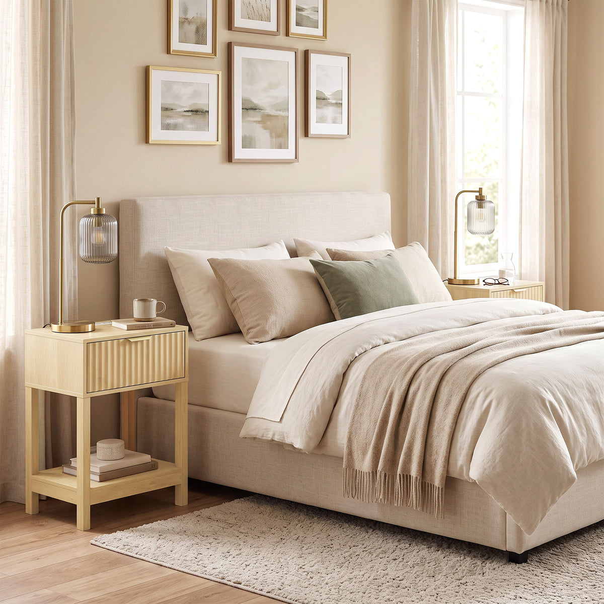 Slim Nightstands with Built-In Charging, Set of 2 – 16"W x 24"H