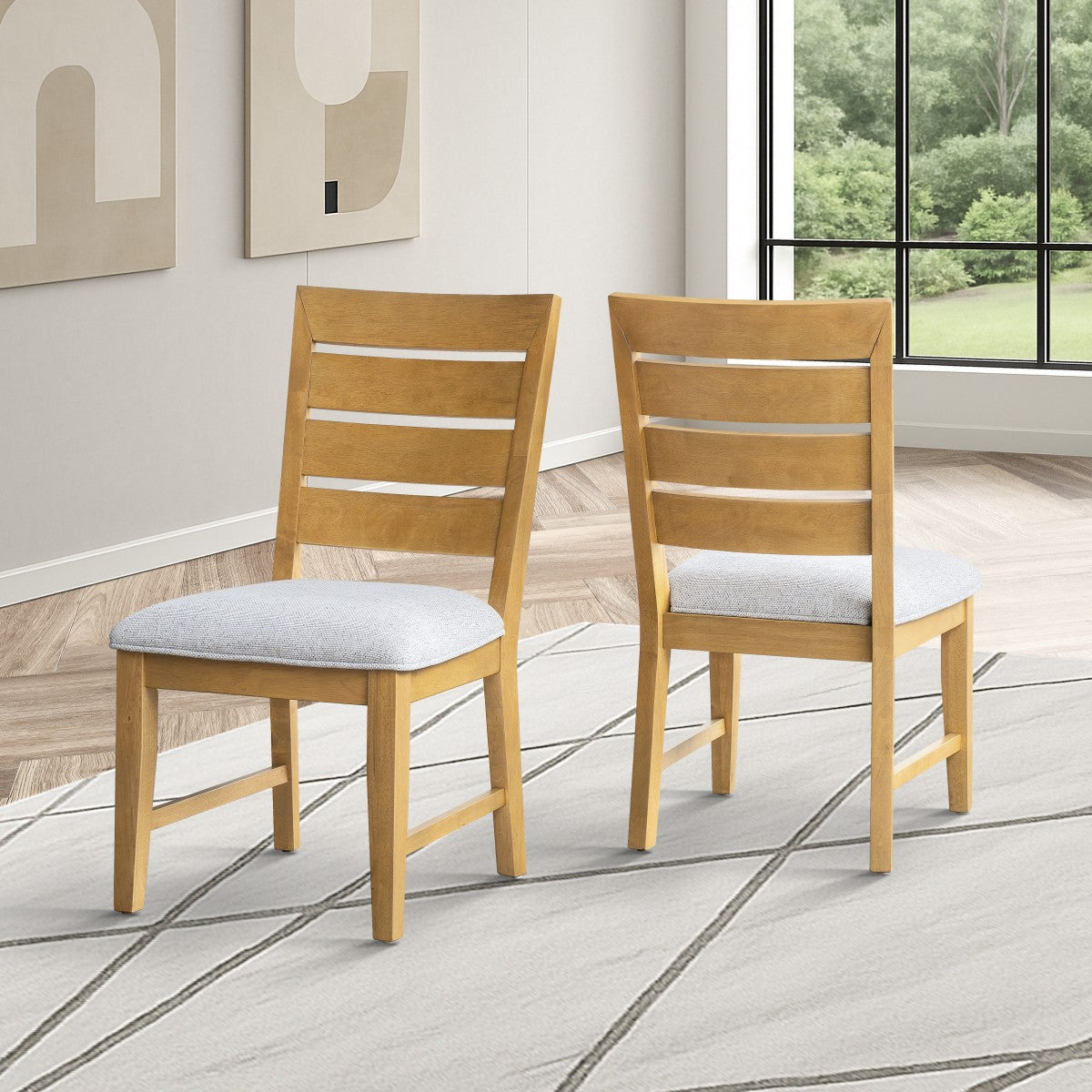 Upholstered Extendable 9-Piece Dining Set – Oak/Black