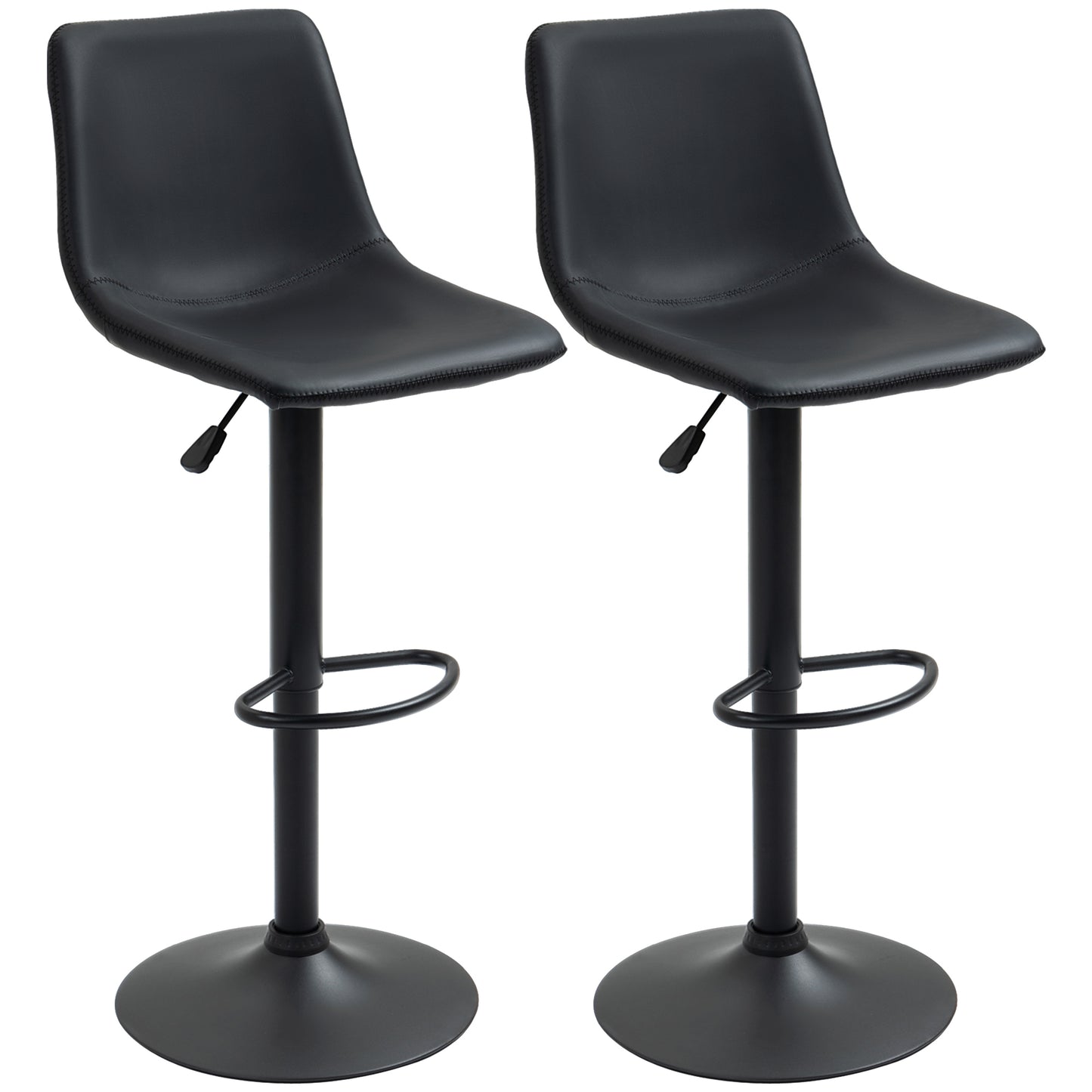 Set of 2 HOMCOM Adjustable Swivel Counter Height Bar Stools with Backs