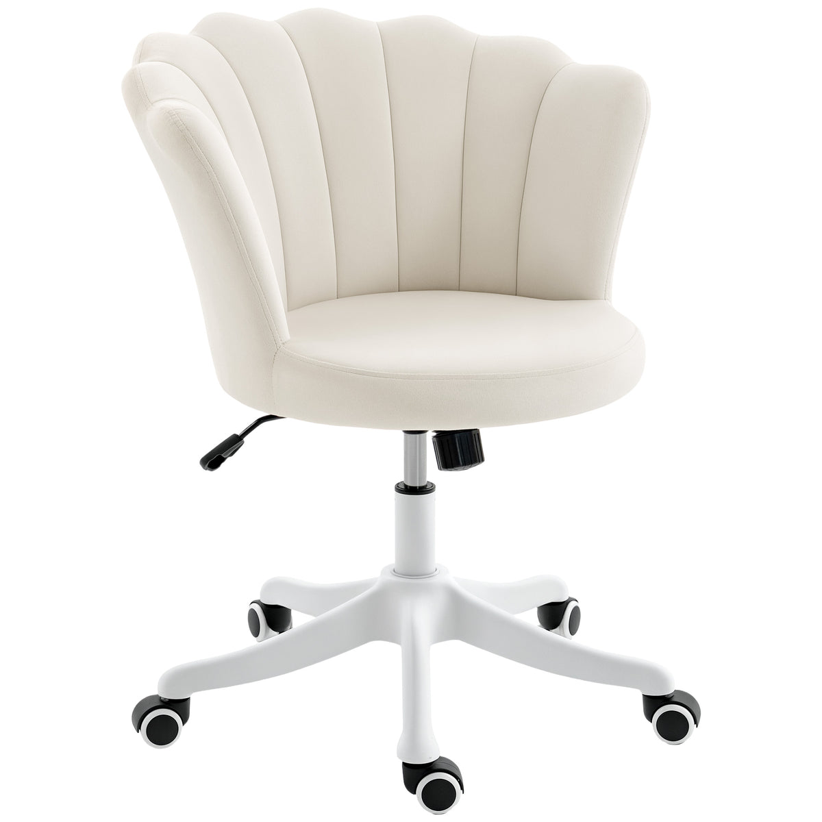 Office Chair, Armless Swivel Desk Chair with Adjustable Height, Backrest, Cream