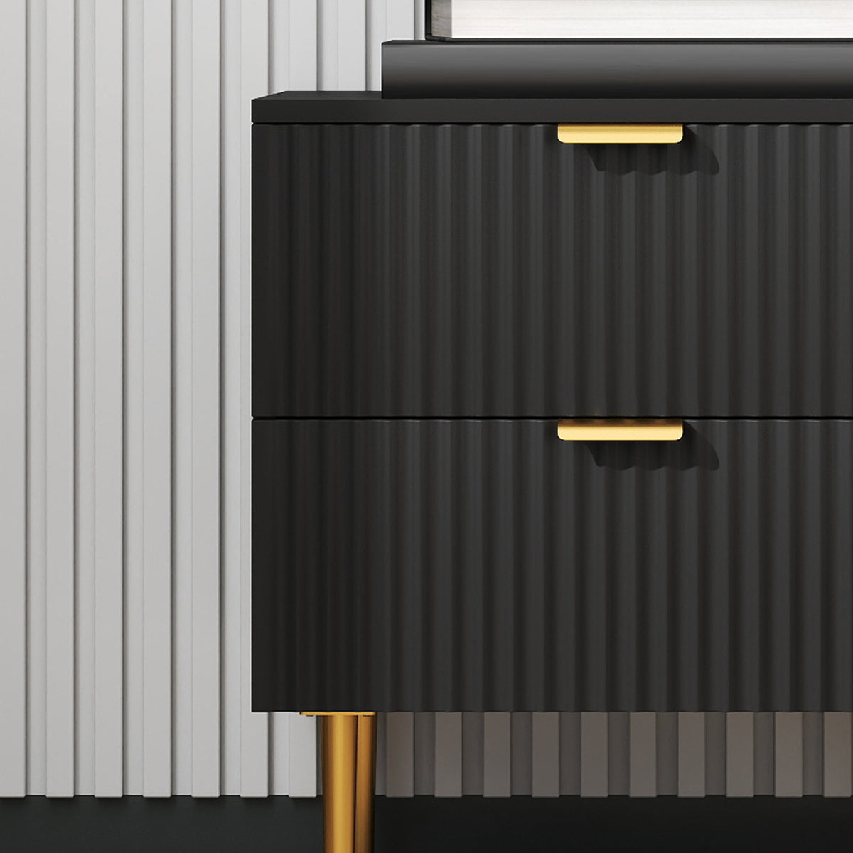 Modern 2-Drawer Nightstand with Metal Legs – 19"W x 22"H