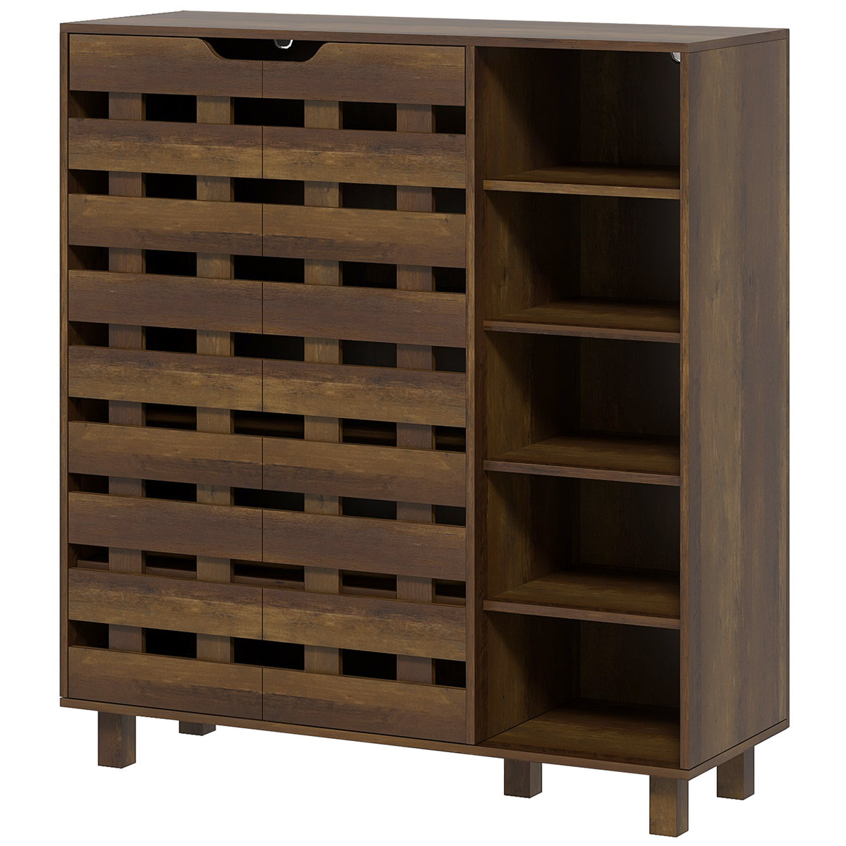 Shoe Cabinet with 5-Tier Double Door Storage – 34"W x 37"H