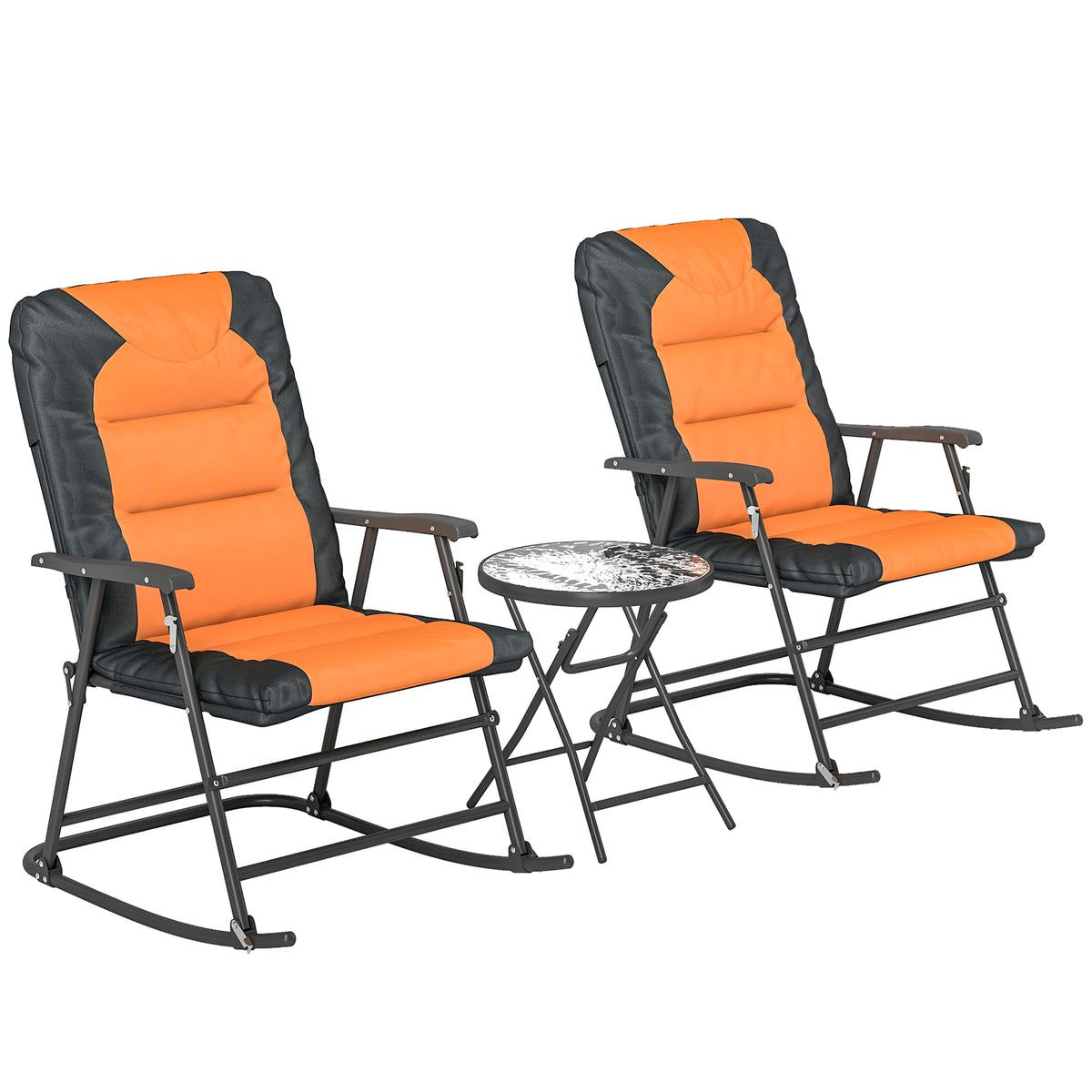 3-Piece Outdoor Foldable Rocking Chair Set