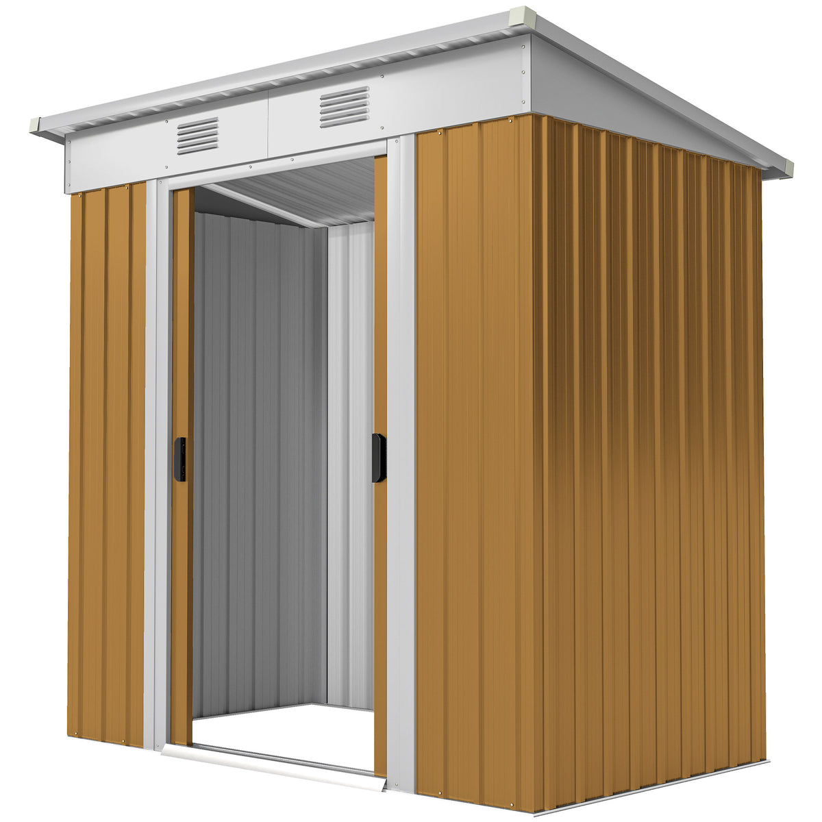 6' x 4' Outdoor Storage Shed, Metal Garden Shed with Lockable Sliding Doors and Vents – Yellow