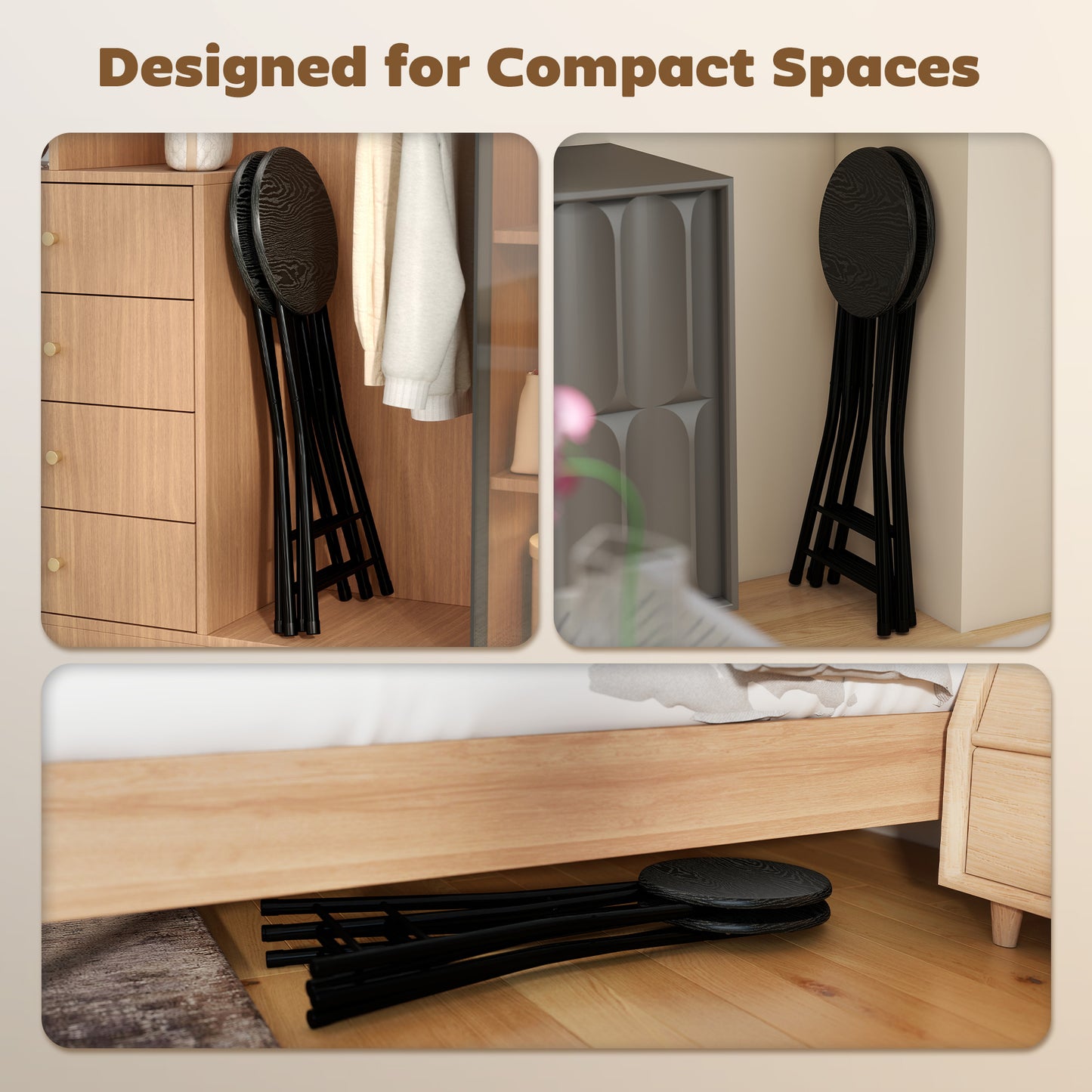 HOMCOM Set of 2 Foldable Barstools, Counter Height with Footrest, Steel Legs