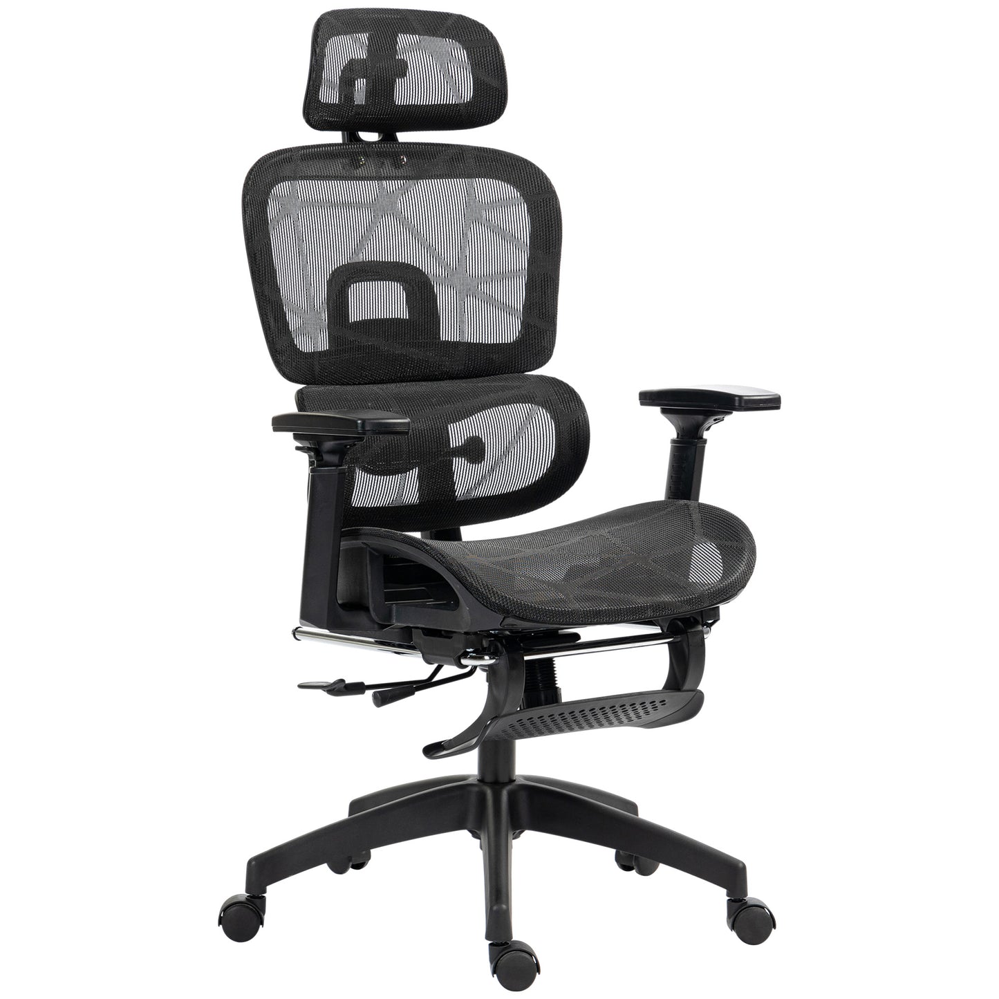 HOMCOM Ergonomic Mesh High-Back Office Chair with 3D Armrests, Lumbar Support, 135° Recline