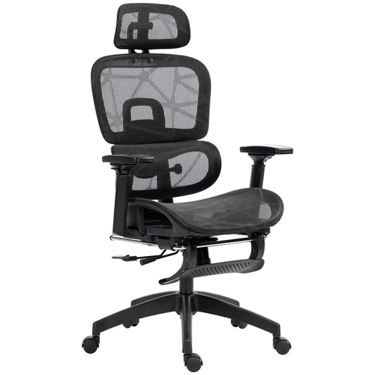 HOMCOM Ergonomic Mesh High-Back Office Chair with 3D Armrests, Lumbar Support, 135° Recline