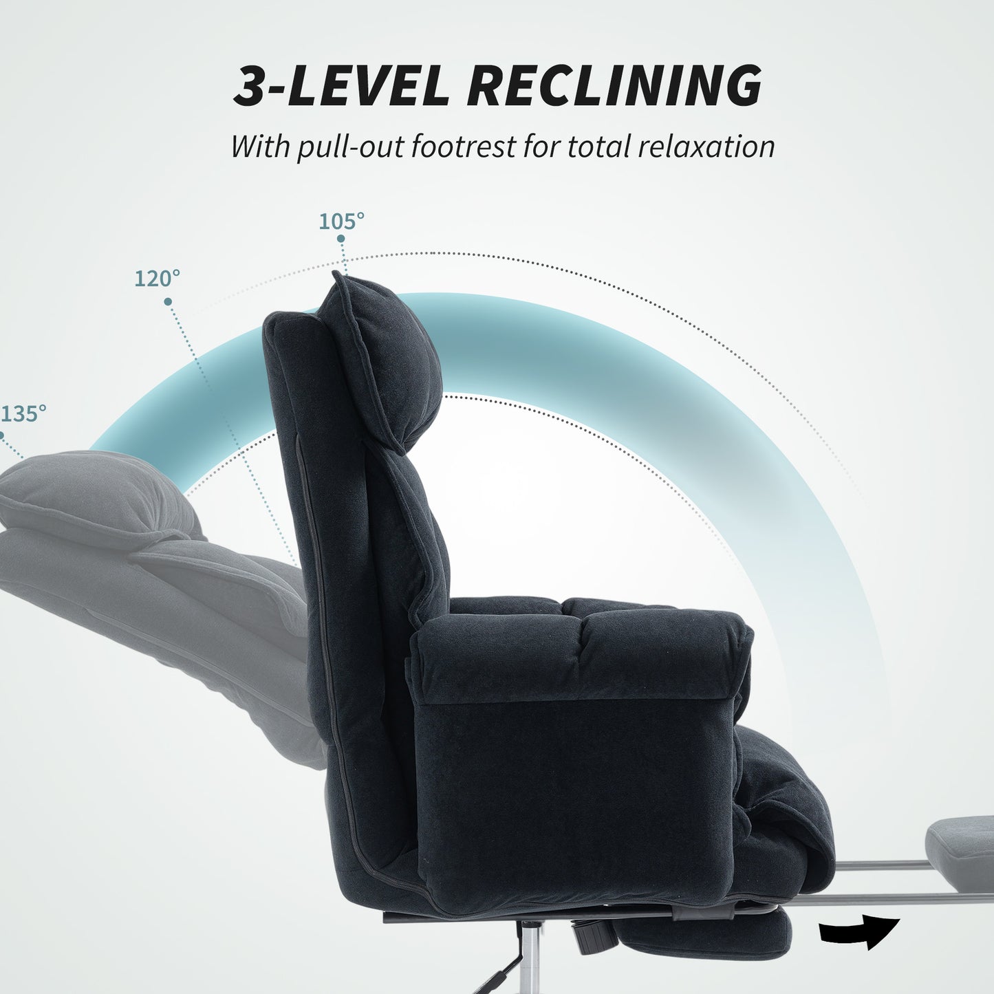 HOMCOM Ergonomic Black Office Chair: Adjustable Backrest, Lumbar, Headrest, Footrest