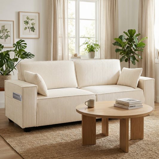 86" Corduroy 3-Seater Sofa