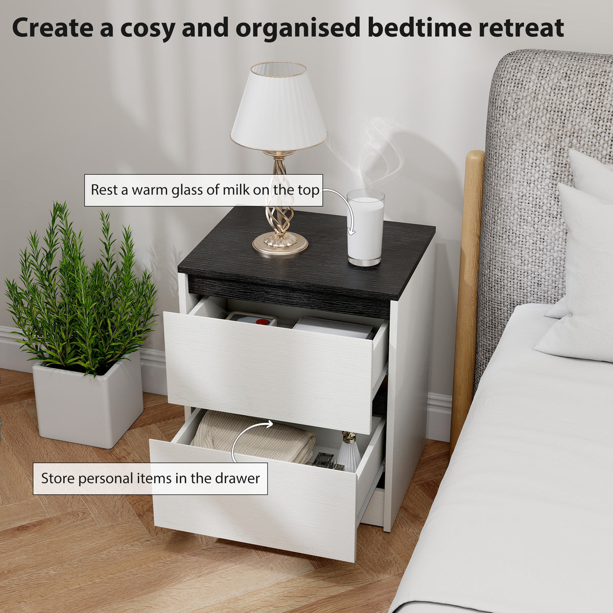 Modern 2-Drawer Nightstands, Set of 2 – 18"W x 22"H